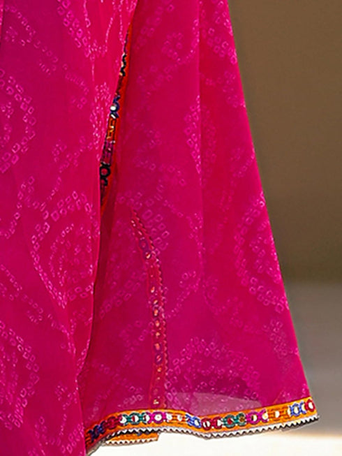 Vasthrlay Georgette Bandhani Orange Saree
