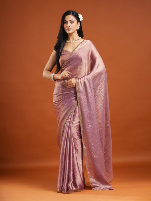 Vasthrlay Red Embroidery Unstitched Saree