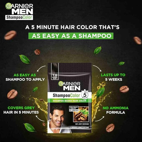 Garnier Men Shade 1 Shampoo Color-Natural Black|20ml