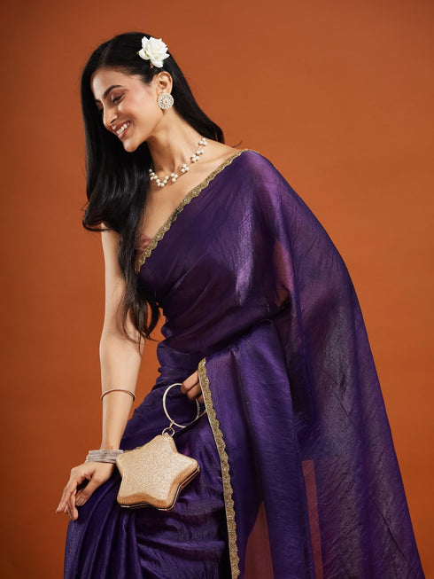Vasthrlay Red Embroidery Unstitched Saree