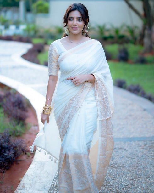 Vasthrlay Kanjivaram Saree Blouse Off White