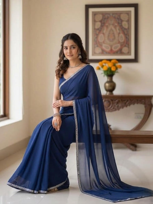 Vasthrlay Georgette Unstitched Ethnic Wear
