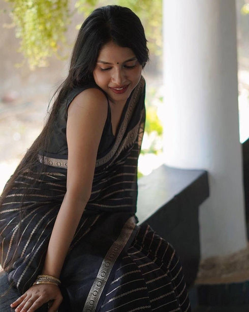 Vasthrlay Black Kanjivaram Saree