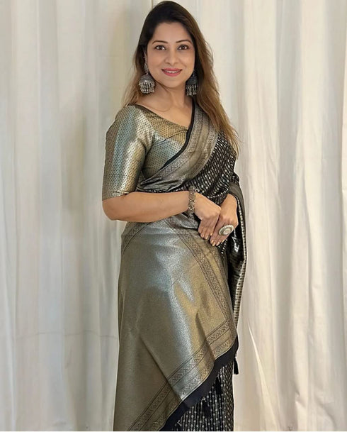Vasthrlay Black Kanjivaram Saree