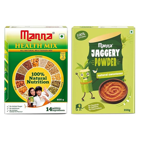 Manna Foods Health Mix and Jaggery Powder Combo