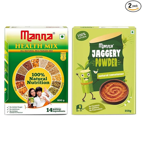 Manna Foods Health Mix and Jaggery Powder Combo