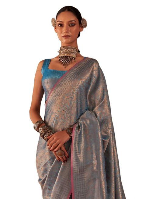 Vasthrlay Kanjivaram Unstitched Jacquard Stylish Saree