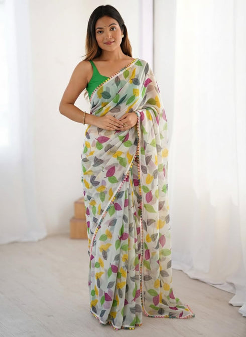 Vasthrlay Chiffon Unstitched Saree