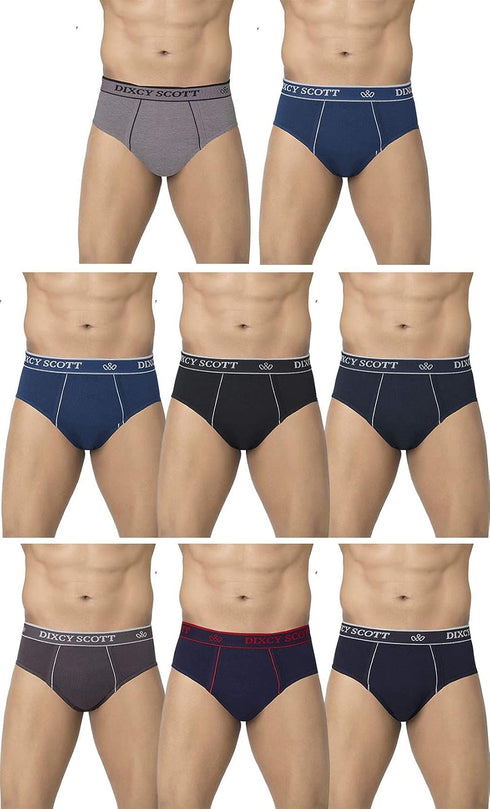 Dixcy Scott Plain/Solid Assorted Cotton Men's Briefs/Underwear - Pack of 8 (#Replay-Brief-80 CM) (Color & Prints May Vary)