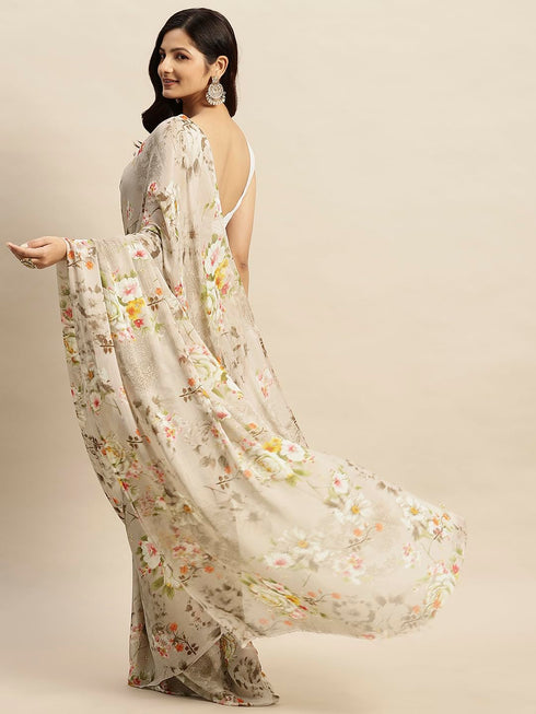 Vasthrlay Chiffon Printed Pink Saree