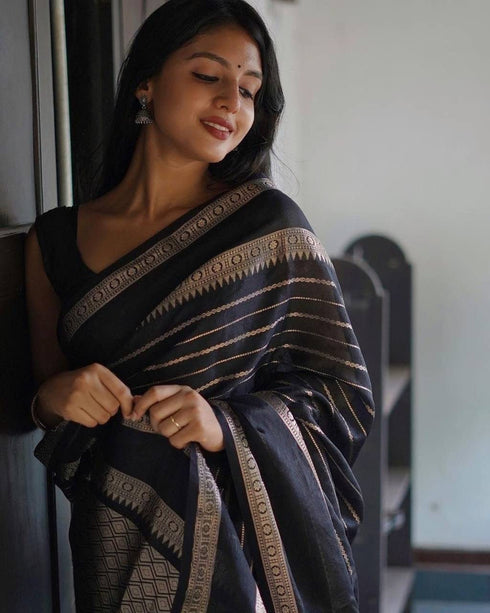Vasthrlay Black Kanjivaram Saree
