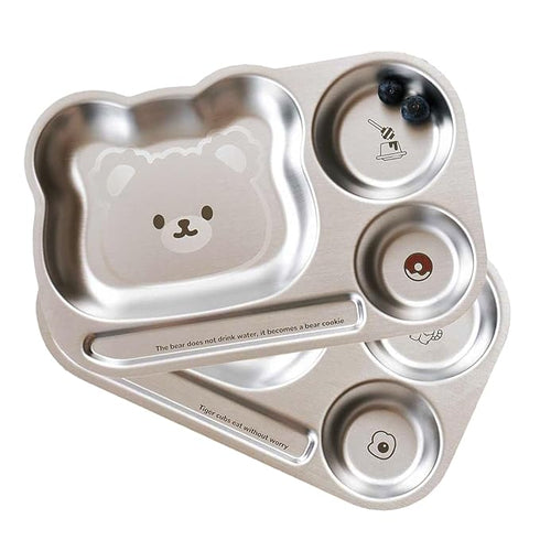 Stainless Steel Plate for Kids with 3 Compartments