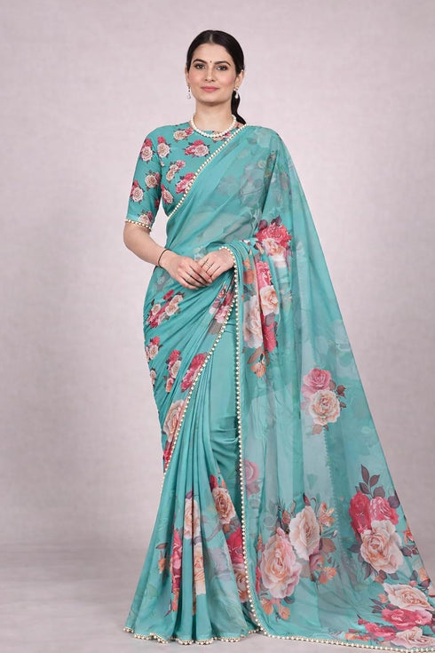 Vasthrlay Georgette Detailing Lightweight Breathable