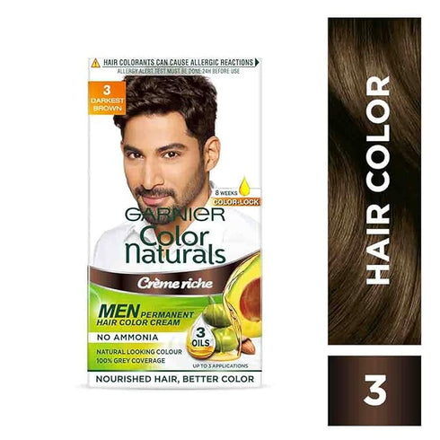 Garnier Color Naturals Creme Riche Men Hair Color - Shade 3 Darkest Brown