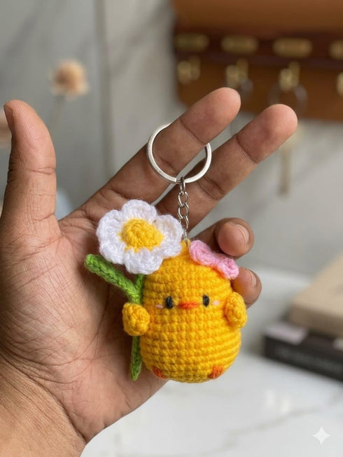 Cute Crochet Chick Keychain