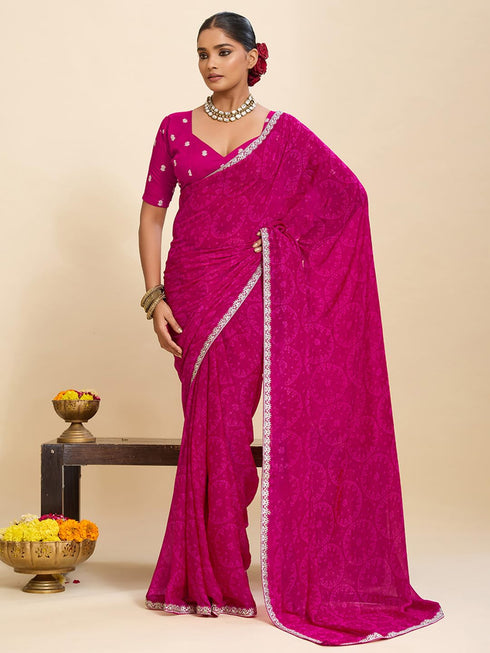 Vasthrlay Bandhani Printed Unstitched Sr Ethnic Wear