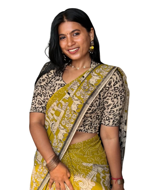 Vasthrlay Mustard Pichwai Inspired Breathable
