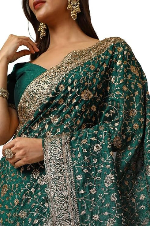 Vasthrlay Green Tussar Embroidered
