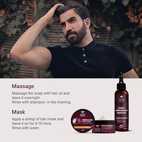 Bombay Shaving Company Onion & Egg Hair Mask, Onion & Bhringraj Hair Oil
