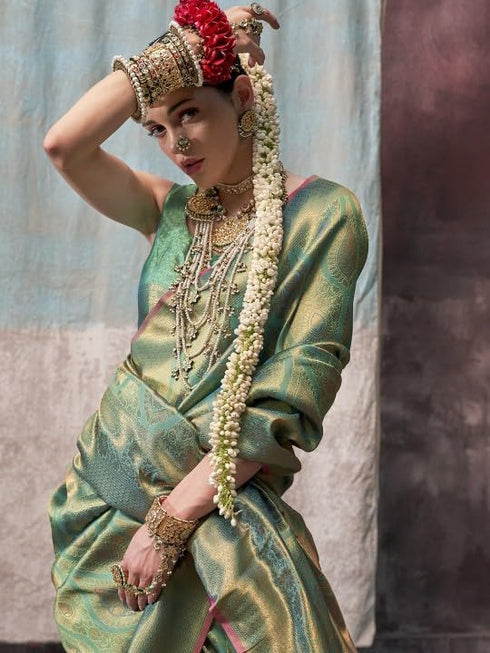 Vasthrlay Kanjivaram Unstitched Occasions Luxurious Saree