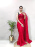 Vasthrlay Red Unstitched Saree