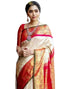 Vasthrlay Banarasi Jacquard Unstitched Off White Saree