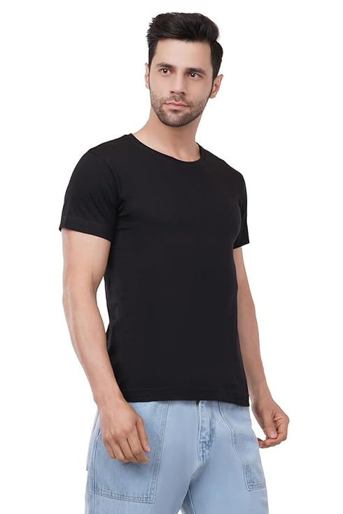 Caseria Men's Round Neck Cotton Half Sleeved T-Shirt