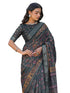 Vasthrlay Womens Printed Unstitched Dark Green Saree