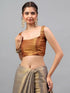 Vasthrlay Brown Floral And Solid Design Polyester Saree With Unstitched Blouse Piece
