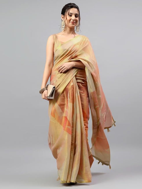Vasthrlay Gold2 Heavy Zari Woven Silk Ethnic Saree With Red Blouse