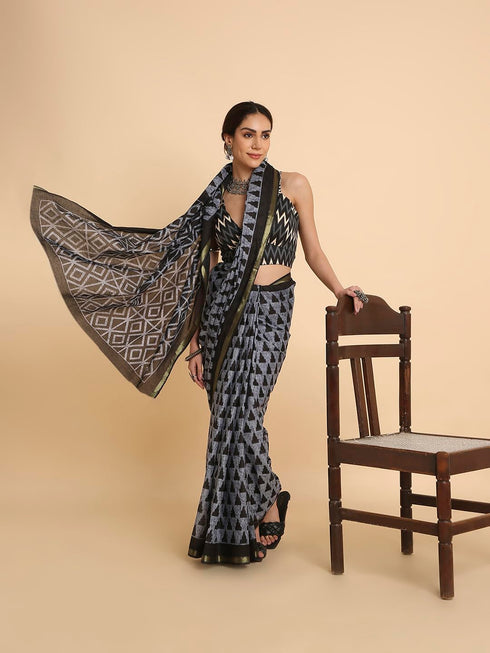 Vasthrlay Lightweight Breathable Traditional Printed Saree