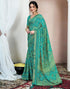 Vasthrlay Chiffon Bandhani Teal Green Saree With Unstitched Blouse Piece