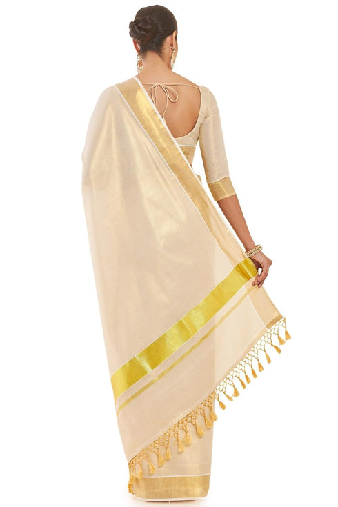 Vasthrlay Tissue Kasavu Saree Pallu Borders