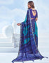 Vasthrlay Bandhani Printed Chiffon Blue1 Saree With Unstitched Blouse Piece
