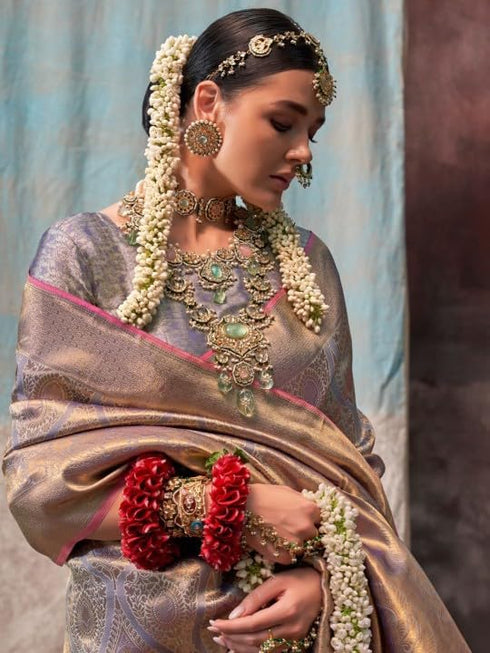 Vasthrlay Kanjivaram Unstitched Occasions Luxurious Saree