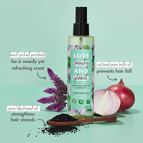 Love Beauty And Planet Onion Black Seed Oil and Patchouli Hair Oil
