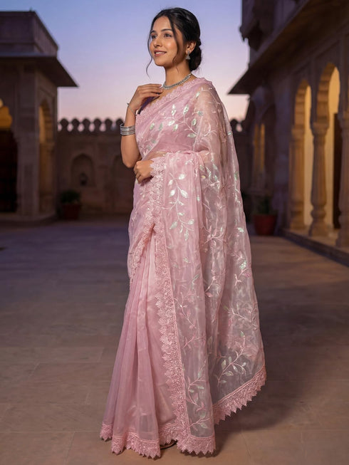 Vasthrlay Orange Unstitched Rt Ethnic Wear