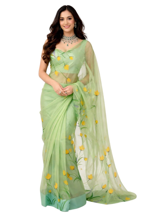 Vasthrlay Organza Painted Saree