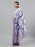Vasthrlay Blue Floral| Solid| Striped Design Georgette Saree With Unstitched Blouse Piece