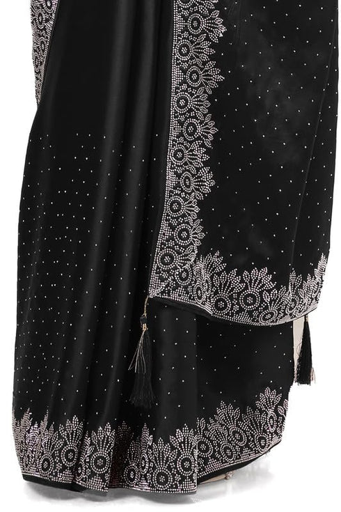Vasthrlay Black Satin Saree