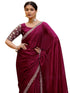 Vasthrlay Sequins Embroidery Unstitched Maroon Saree