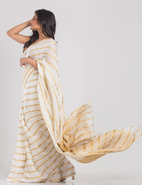 Vasthrlay Handloom Striped Running Attached