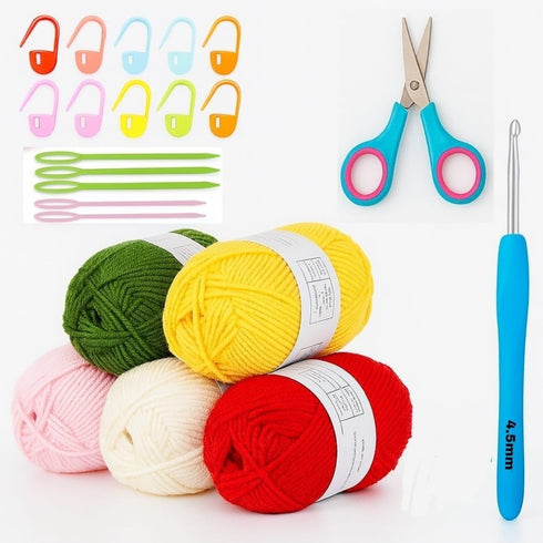 For Beginners with Crochet Thread, Learn to Crochet Set Included Crochet Hooks Supplies