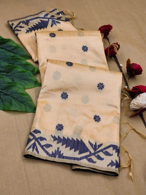 Vasthrlay Tussar Kalamkari Geometric Design Thread