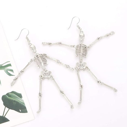 Halloween Skeleton Earrings Spooky Skull Skeleton Dangle Earrings