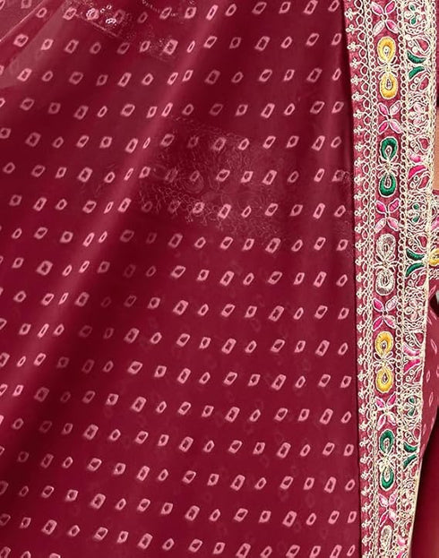 Vasthrlay Georgette Embroidery Unstitched Green Saree