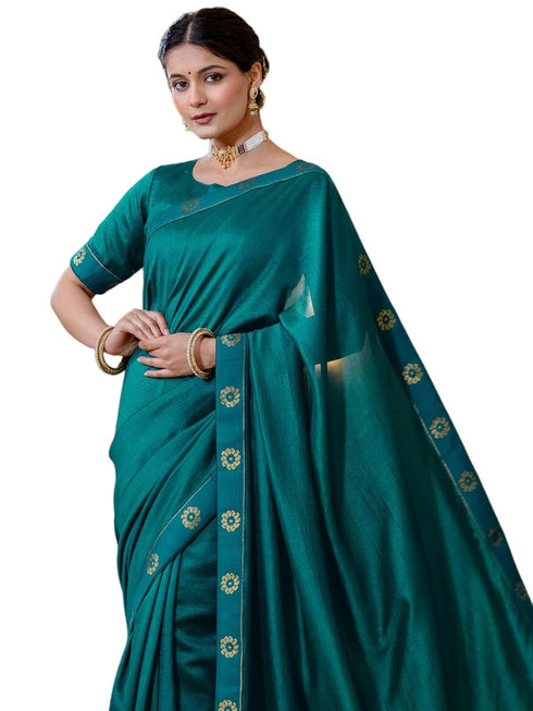 Vasthrlay Womens Unstitched Blouse Dark Green Saree