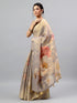 Vasthrlay Grey Floral And Solid Design Polyester Saree With Unstitched Blouse Piece