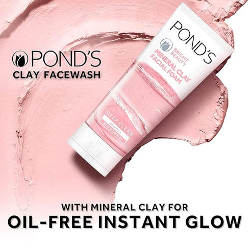 Ponds Bright Beauty Mineral Clay Vitamin B3 Oil Free Glow & Facial Foam