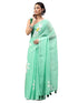 Vasthrlay Lemon Green Linen Floral Printed Saree With Solid Unstitched Linen Blouse Piece